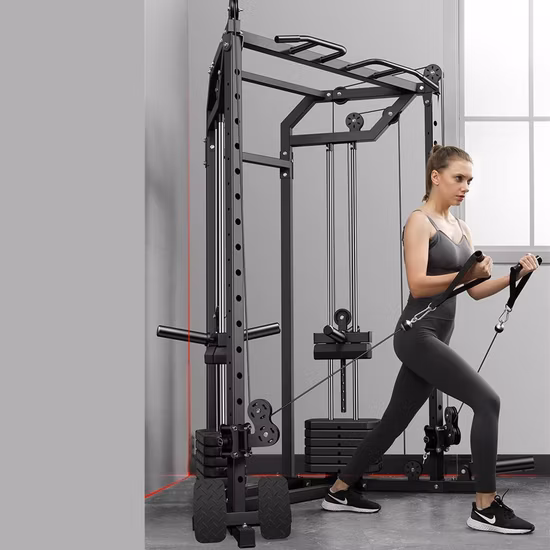 Home Gym Fitness Commercial Multi-Functional Trainer Cable Crossover Squat Power Rack Training All in One Trainer Gym Smith Machine Gym Equipment