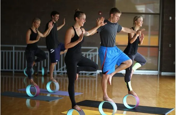 PVC Blue Eco Cork Natural Yoga Wheel