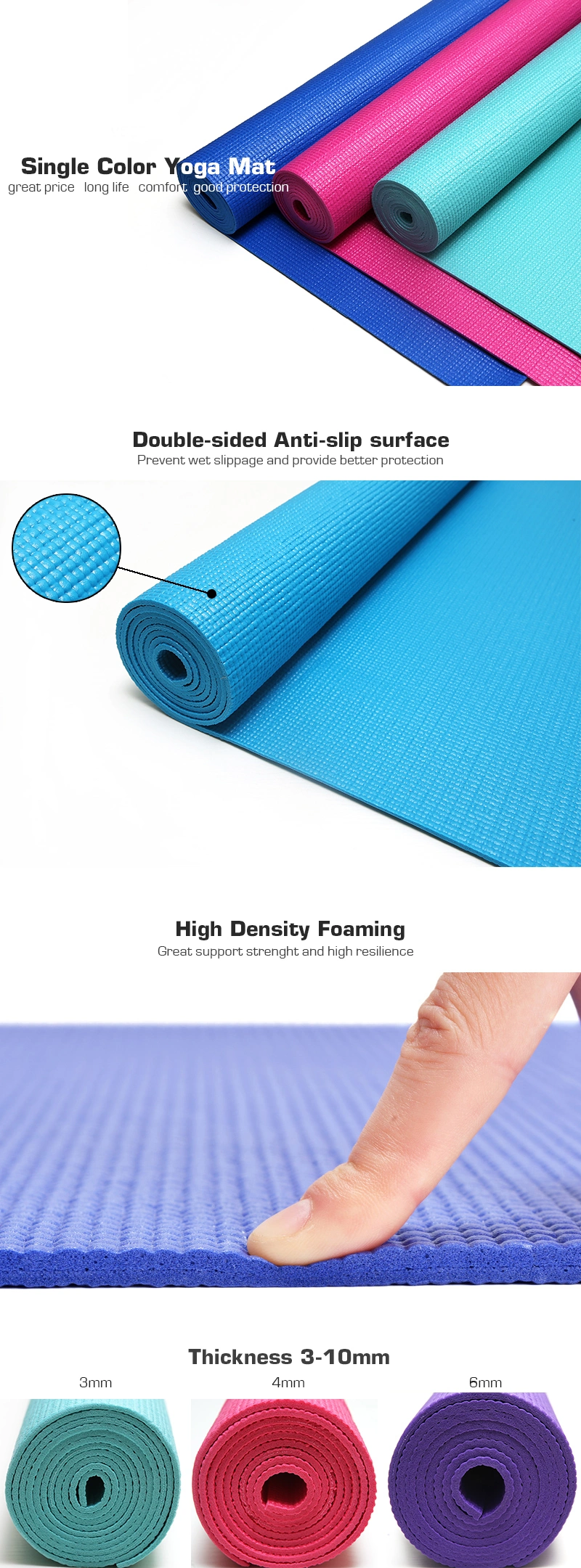 Hot Sales Wholesale Custom Logo Private Label Fitness Yoga Exercise Eco-Friendly Non-Slip High Quality PVC Yoga Mat 3mm